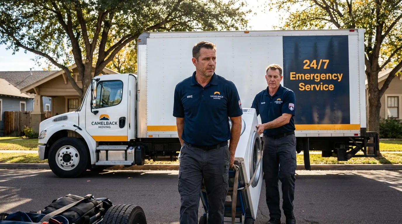 CamelBack Moving crew loading furniture in Huntsville, TX